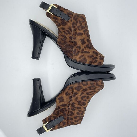 Naturalizer N5 Comfort Danby Peep Toe Ankle Strap Heels Women's 9.5M Animal Prin - Picture 16 of 16